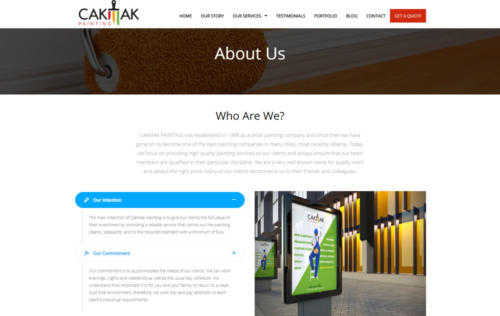 cakmakpainting.com about us page